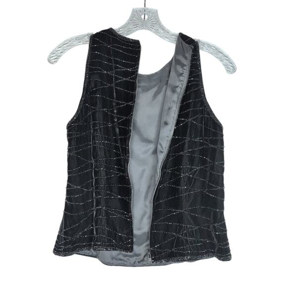 Zola Evening sleeveless, beaded black velvet top, size 6P - Picture 4 of 9